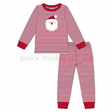 Unisex applique "SANTA" red striped knit pajama set (3m,12m)