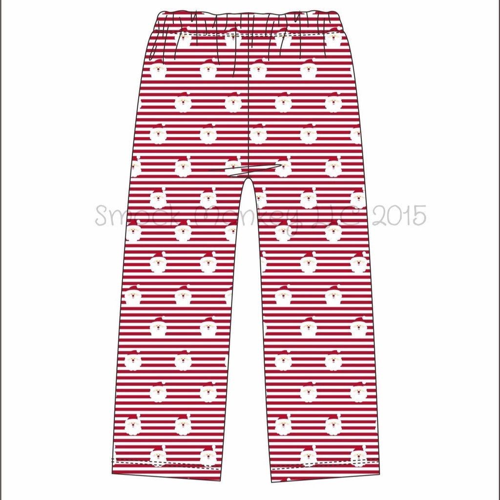 Unisex embroidered "SANTA" red striped knit pajama pants (2024) (2t,3t,4t,6t,7t,2XL,3XL)