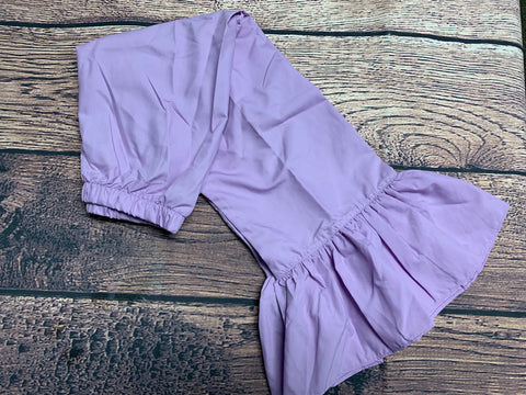 Girl's lavender silky cotton single ruffle pants (10t)