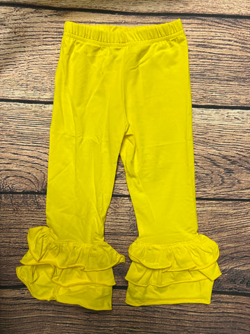 Girl's yellow knit triple ruffle pants (3t)