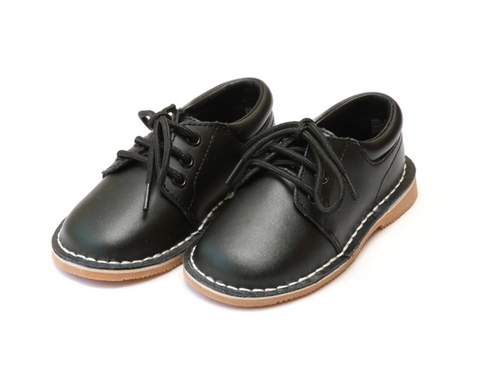 L'amour Tyler Stitch Down Leather Lace Up Shoe (Style 5012) (Black) (TODDLER 9)