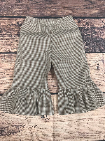 Girls brown microgingham ruffle pants (12m,24m,2t,6t)